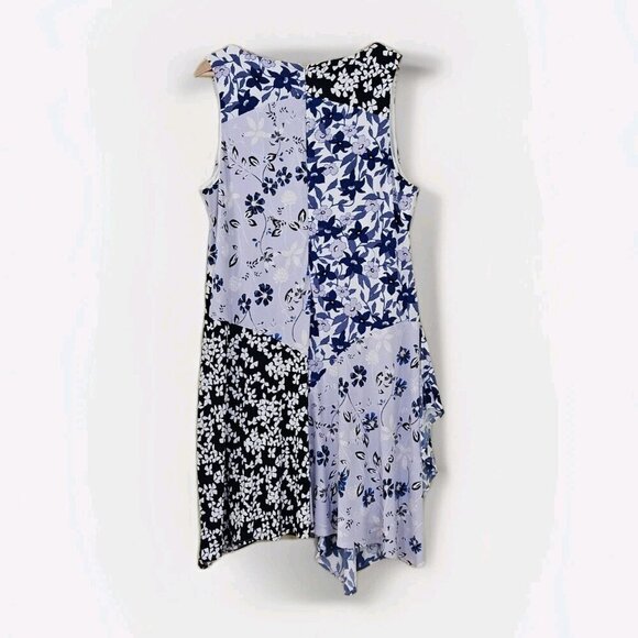 Ivanka Trump Dress 12 Patchwork Floral Sleeveless Assymetric Handkerchief Hem - Picture 2 of 16